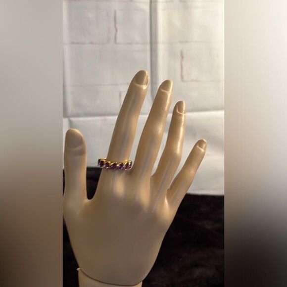 NWT AFRICAN AMETHYST 7 STONE RING IN VERMEIL YG/ STERLING SILVER 7 - Picture 9 of 13